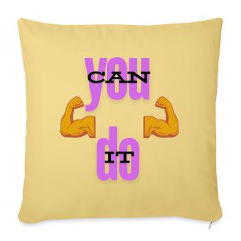 You can do it Fitness Empowerment - Throw Pillow Cover 17.5” x 17.5” - washed yellow - Front