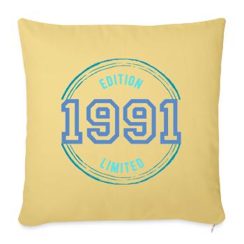 Year of birth 1991 - Throw Pillow Cover 17.5” x 17.5” - washed yellow - Front