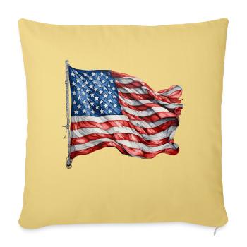 America flag - Throw Pillow Cover 17.5” x 17.5” - washed yellow - Front