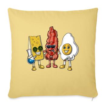 Bacon Egg Cheese Stoners - Throw Pillow Cover 17.5” x 17.5” - washed yellow - Front