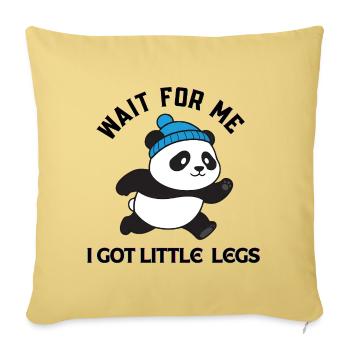 Wait_For_Me_I_Got_Little_Legs_Funny_Panda_running  - Throw Pillow Cover 17.5” x 17.5” - washed yellow - Front