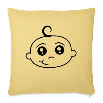 head face happy running cute cute diaper kid baby - Throw Pillow Cover 17.5” x 17.5” - washed yellow - Front