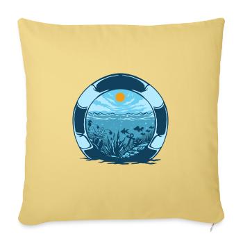 UNDER THE SEA - Throw Pillow Cover 17.5” x 17.5” - washed yellow - Front