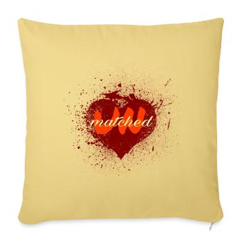 UNMATCHED SHEWEAR Unmatched Heart - Throw Pillow Cover 17.5” x 17.5” - washed yellow - Front