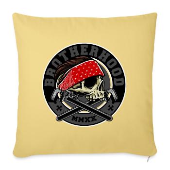 Brotherhood Skull with Bandana - Throw Pillow Cover 17.5” x 17.5” - washed yellow - Front