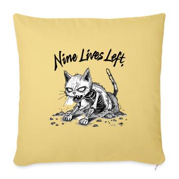 Zombie cat crawling out of grave – Nine Lives Left - Throw Pillow Cover 17.5” x 17.5” - washed yellow - Front