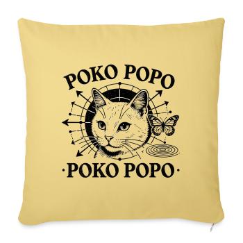Poko Popo Cat Orbit - Throw Pillow Cover 17.5” x 17.5” - washed yellow - Front