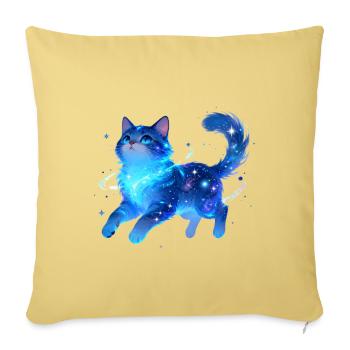 Cosmic Nebula Cat - Throw Pillow Cover 17.5” x 17.5” - washed yellow - Front