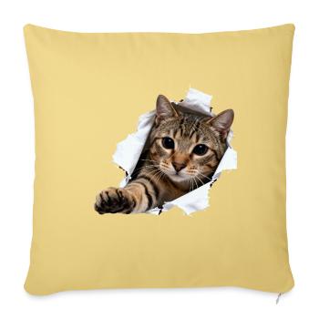 Cat Burst Through Tearaway - Throw Pillow Cover 17.5” x 17.5” - washed yellow - Front