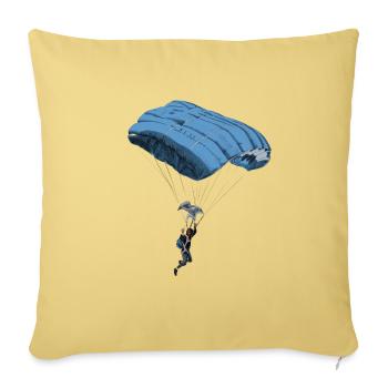 Skydiver with Blue Parachute - Throw Pillow Cover 17.5” x 17.5” - washed yellow - Front