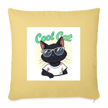 "Shady & Chic The Cool Cat" - Throw Pillow Cover 17.5” x 17.5” - washed yellow - Front