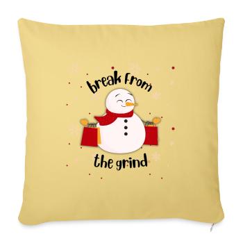 Shopping Snowman - Throw Pillow Cover 17.5” x 17.5” - washed yellow - Front