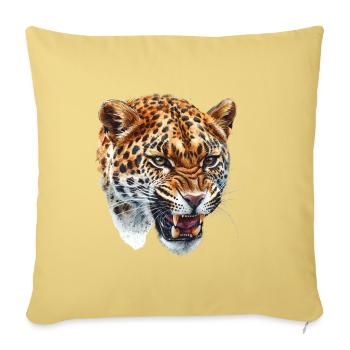 Watercolor Jaguar Head Portrait - Throw Pillow Cover 17.5” x 17.5” - washed yellow - Front
