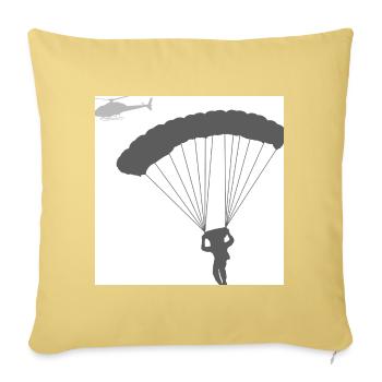 Parachute Descent Silhouette - Throw Pillow Cover 17.5” x 17.5” - washed yellow - Front