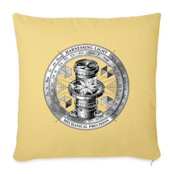 Harnessing Light: Precision Gear - Throw Pillow Cover 17.5” x 17.5” - washed yellow - Front