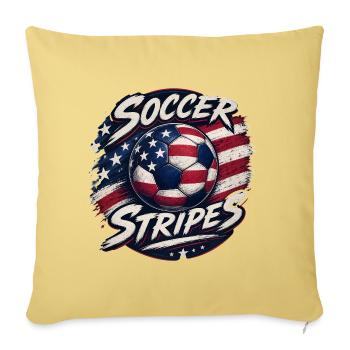 Soccer Stripes American Flag - Throw Pillow Cover 17.5” x 17.5” - washed yellow - Front