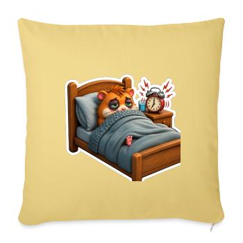 Sleepy Hamster Bedtime Alarm - Throw Pillow Cover 17.5” x 17.5” - washed yellow - Front