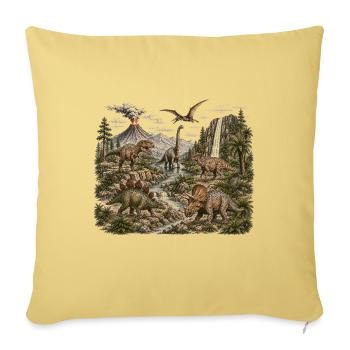 Vintage Dinosaur Landscape Shirt - Throw Pillow Cover 17.5” x 17.5” - washed yellow - Front