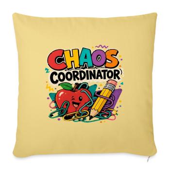 Chaos Coordinator  - Throw Pillow Cover 17.5” x 17.5” - washed yellow - Front