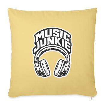 Music Junkie DJ Audiophile Headphones Music Lover - Throw Pillow Cover 17.5” x 17.5” - washed yellow - Front