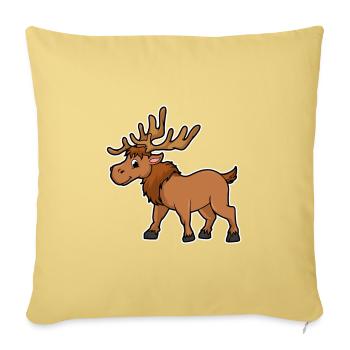 Cute Moose Antlers Cartoon Woodland Wildlife - Throw Pillow Cover 17.5” x 17.5” - washed yellow - Front