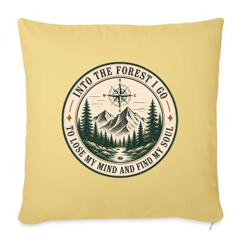 Forest Compass Soul Quest - Throw Pillow Cover 17.5” x 17.5” - washed yellow - Front