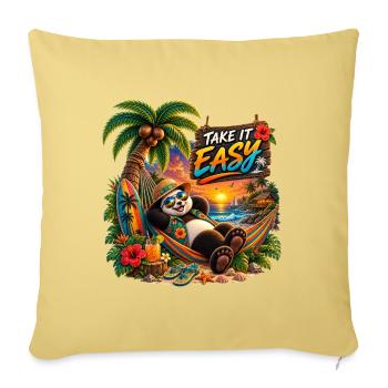 Take It Easy Panda Paradise - Throw Pillow Cover 17.5” x 17.5” - washed yellow - Front