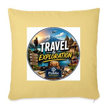 Travel & Exploration - Throw Pillow Cover 17.5” x 17.5” - washed yellow - Front