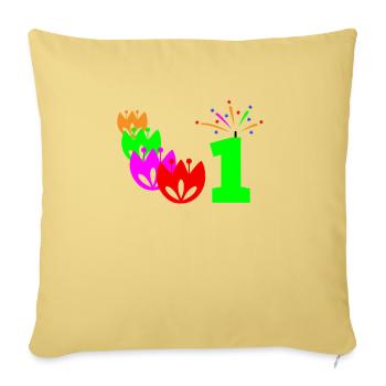 1st day birthday - Throw Pillow Cover 17.5” x 17.5” - washed yellow - Front