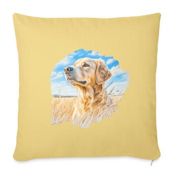 Golden Retriever Field Watercolor Art Goldy - Throw Pillow Cover 17.5” x 17.5” - washed yellow - Front