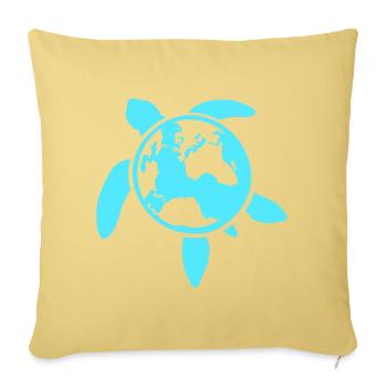 Turtle Earth Planet World Back Map Globe Funny Fun - Throw Pillow Cover 17.5” x 17.5” - washed yellow - Front