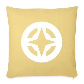 Compass Star Circular Emblem - Throw Pillow Cover 17.5” x 17.5” - washed yellow - Front