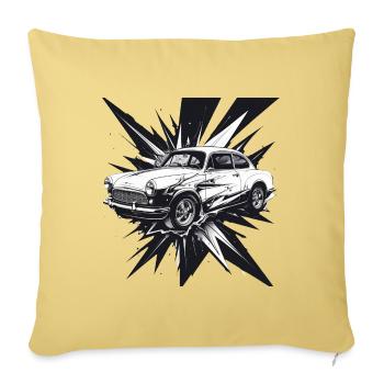 Classic Car Burst Splash - Throw Pillow Cover 17.5” x 17.5” - washed yellow - Front