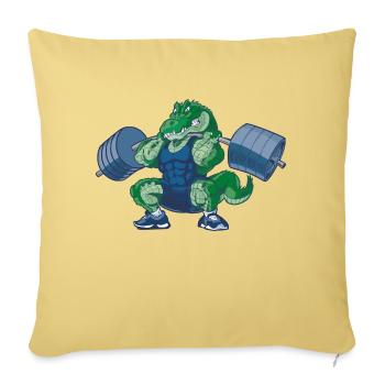 Weight-lifting-Alligator-Cartoon - Throw Pillow Cover 17.5” x 17.5” - washed yellow - Front