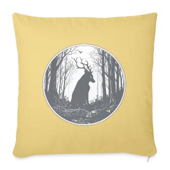 Dark Forest Creature – Horned Shadow Sentinel - Throw Pillow Cover 17.5” x 17.5” - washed yellow - Front
