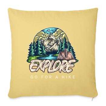Explore go for a hike - Throw Pillow Cover 17.5” x 17.5” - washed yellow - Front