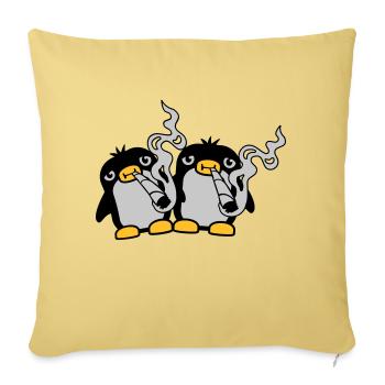 2 stoners penguins - Throw Pillow Cover 17.5” x 17.5” - washed yellow - Front