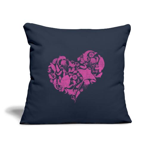 Coastal Heart. Pink - Throw Pillow Cover 17.5” x 17.5”