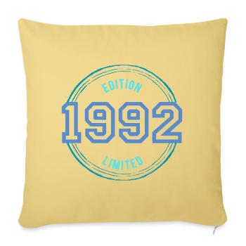 Year of birth: 1992 - Throw Pillow Cover 17.5” x 17.5” - washed yellow - Front