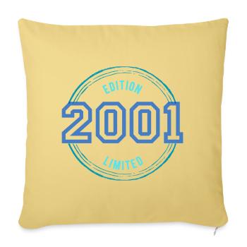 Year of birth: 2001 - Throw Pillow Cover 17.5” x 17.5” - washed yellow - Front