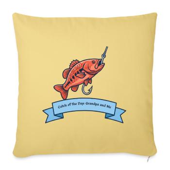 Catch of the Day Grandpa & Me - Throw Pillow Cover 17.5” x 17.5” - washed yellow - Front