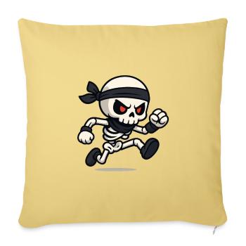 Ninja Skeleton Sprint - Throw Pillow Cover 17.5” x 17.5” - washed yellow - Front