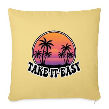 Take It Easy Retro Sunset Palm Trees - Throw Pillow Cover 17.5” x 17.5” - washed yellow - Front