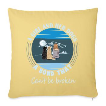 A Girl and Her Dogs  Un-Named X 300 - Throw Pillow Cover 17.5” x 17.5” - washed yellow - Front