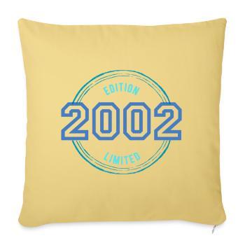 Year of birth: 2002 - Throw Pillow Cover 17.5” x 17.5” - washed yellow - Front