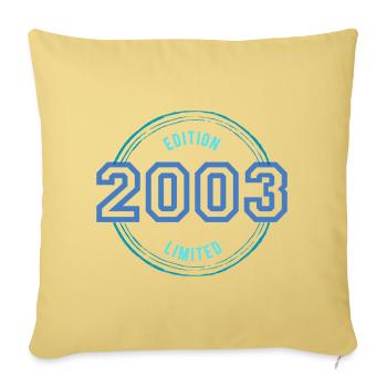 Year of birth: 2003 - Throw Pillow Cover 17.5” x 17.5” - washed yellow - Front