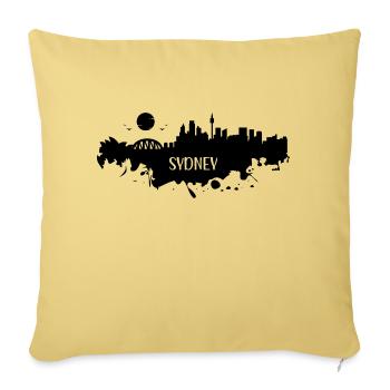 Sydney Skyline Silhouette - Throw Pillow Cover 17.5” x 17.5” - washed yellow - Front