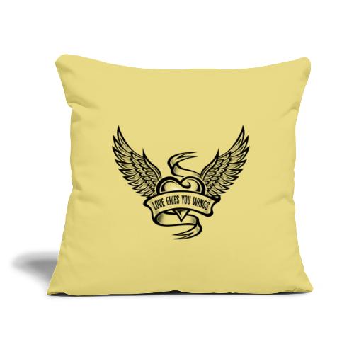 Love Gives You Wings, Heart With Wings - Throw Pillow Cover 17.5” x 17.5”