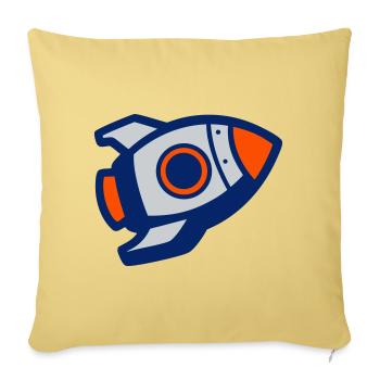 Launching Rocket Silhouette - Throw Pillow Cover 17.5” x 17.5” - washed yellow - Front