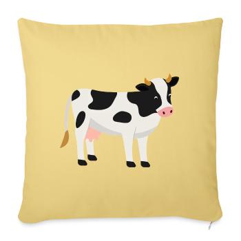 Cute Black and White Spotted Dairy Cow - Throw Pillow Cover 17.5” x 17.5” - washed yellow - Front